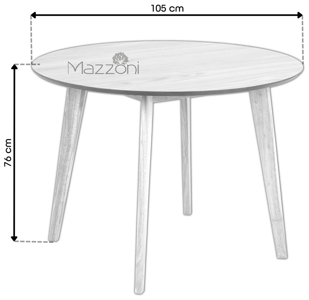 ROXY natuurlijke walnoot - RONDE TAFEL VOOR KEUKEN/EETKAMER RETRO
