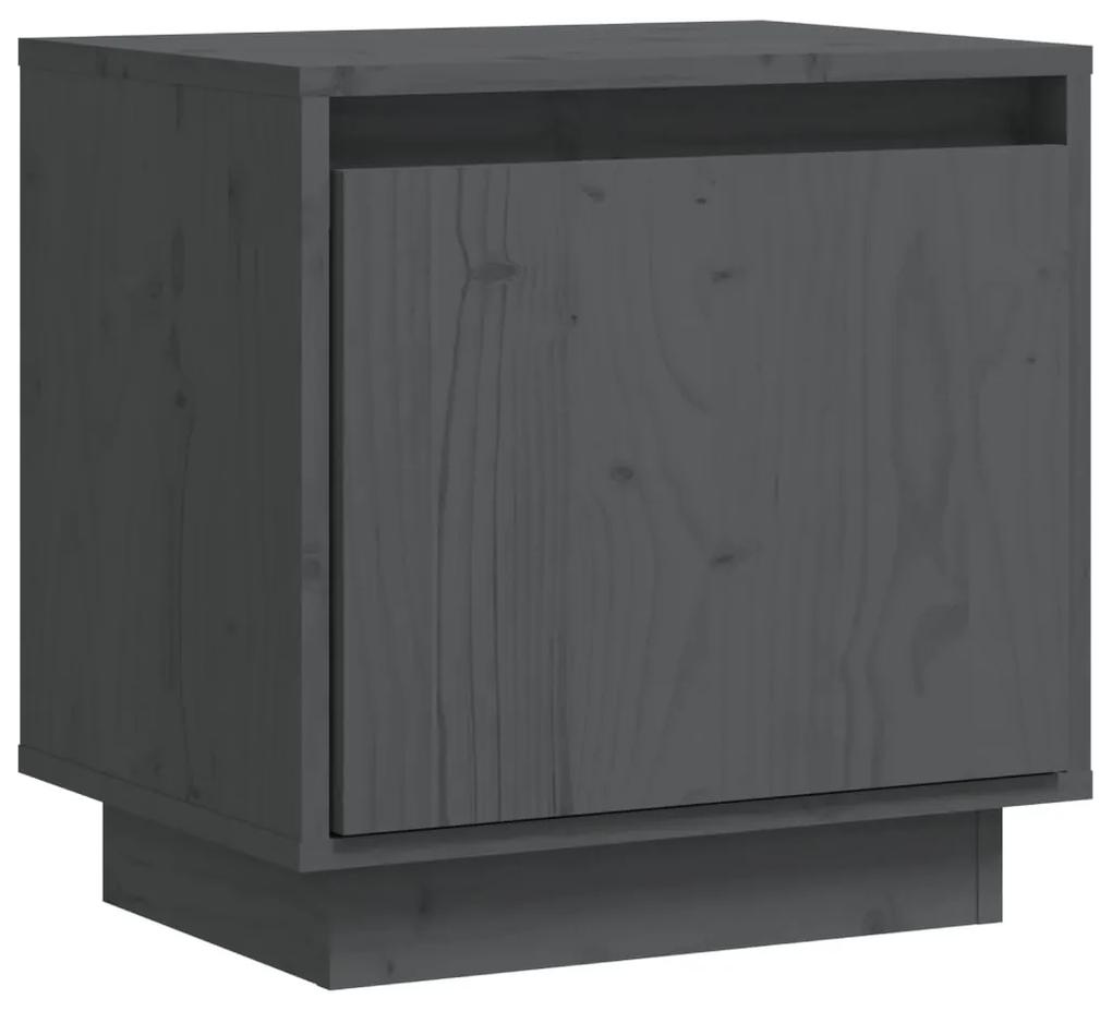 vidaXL Nachtkastje 40x30x40 cm massief grenenhout grijs