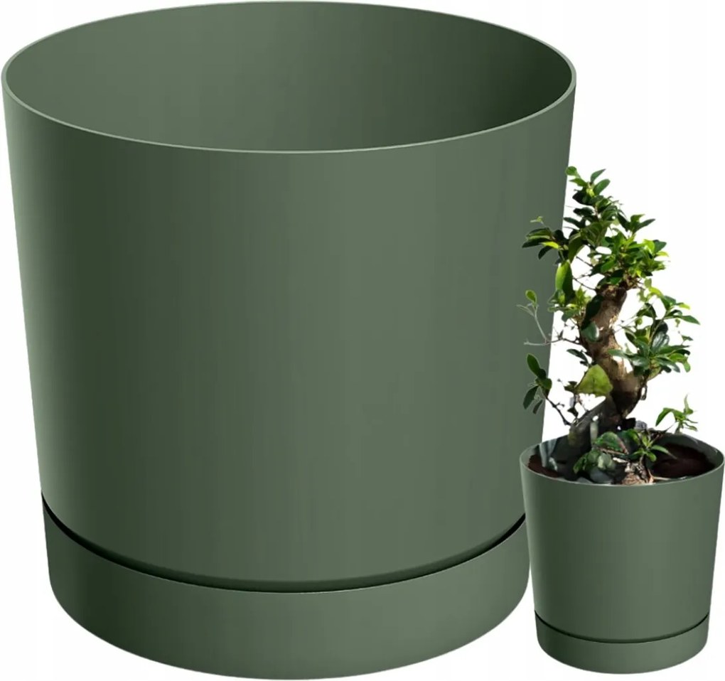 Prosperplast Tubo P Bloempot met schotel - Ø 29,2 cm - Dennengroen