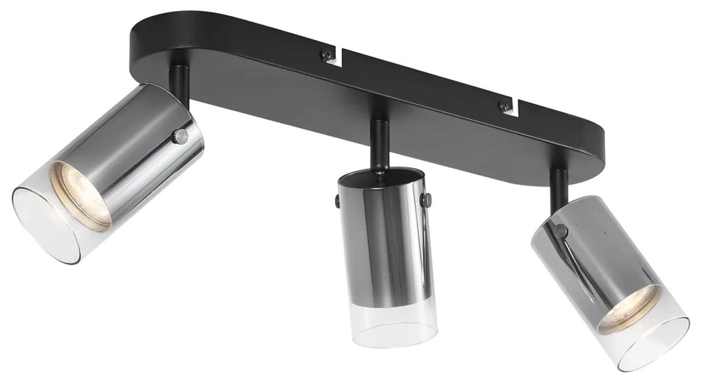 Moderne plafondSpot / Opbouwspot / Plafondspot gunmetal 3-lichts draai- en verstelbaar - Drain Modern GU10 rond Binnenverlichting Lamp