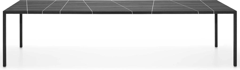 MDF Italia Tense Material Marble tafel 240x100 zwart met witte lijnen