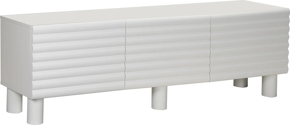 Wit Tv-meubel Met Grote Ribbels 180 Cm - 180x40x55cm.