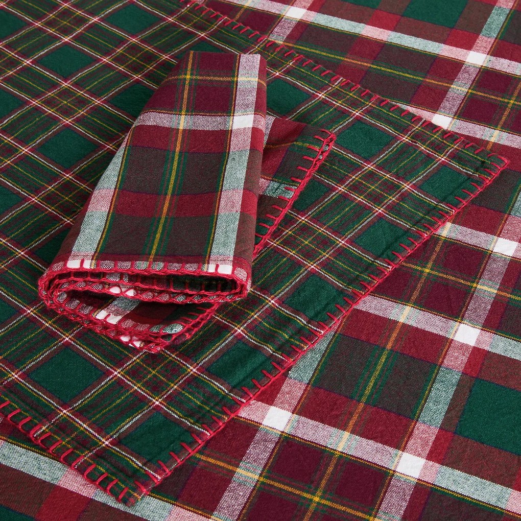 Set van 2 geweven-geverfde geruite placemats in gewassen katoen, WILSON