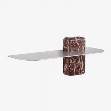 Wandplank Van Roestvrij Staal En Natuursteen Serbian Rood Marmer Cherry Gold & ↔︎ 45 Cm - Sklum