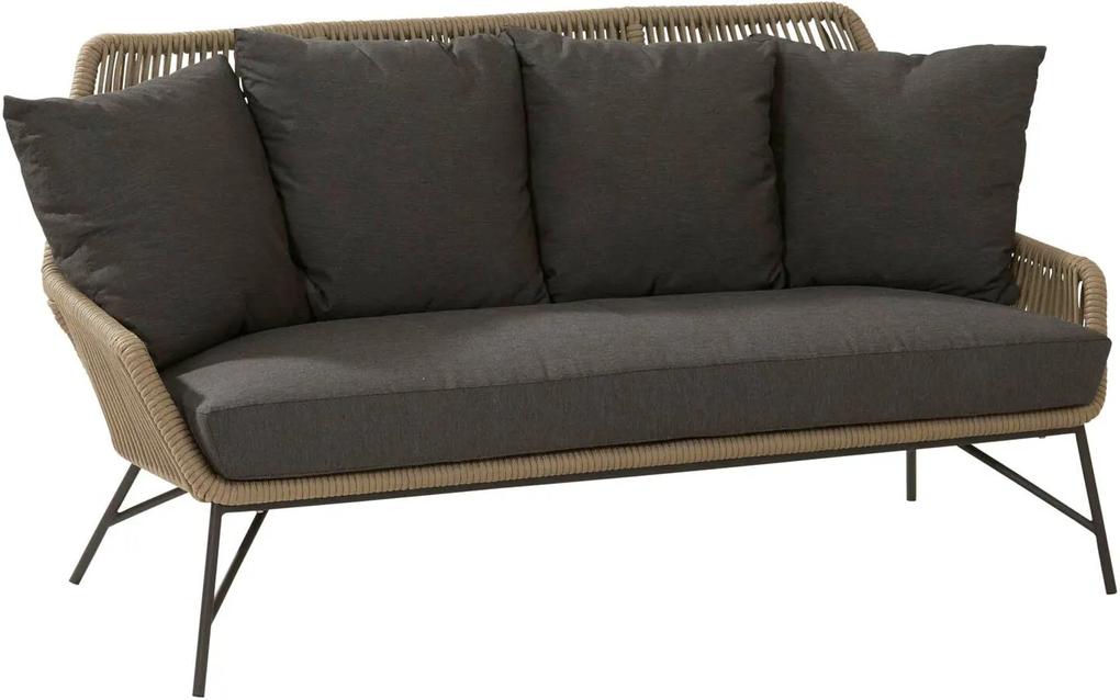 4 Seasons Outdoor Ramblas living bench 2.5 seaters Taupe with 5 cushions