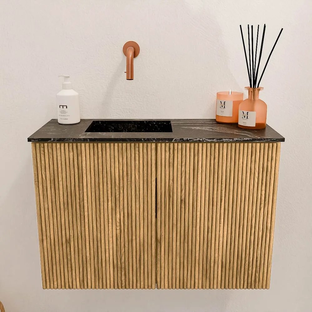 Mondiaz Joya DLux 60cm toiletmeubel oak met wastafel faye links zonder kraangat lava