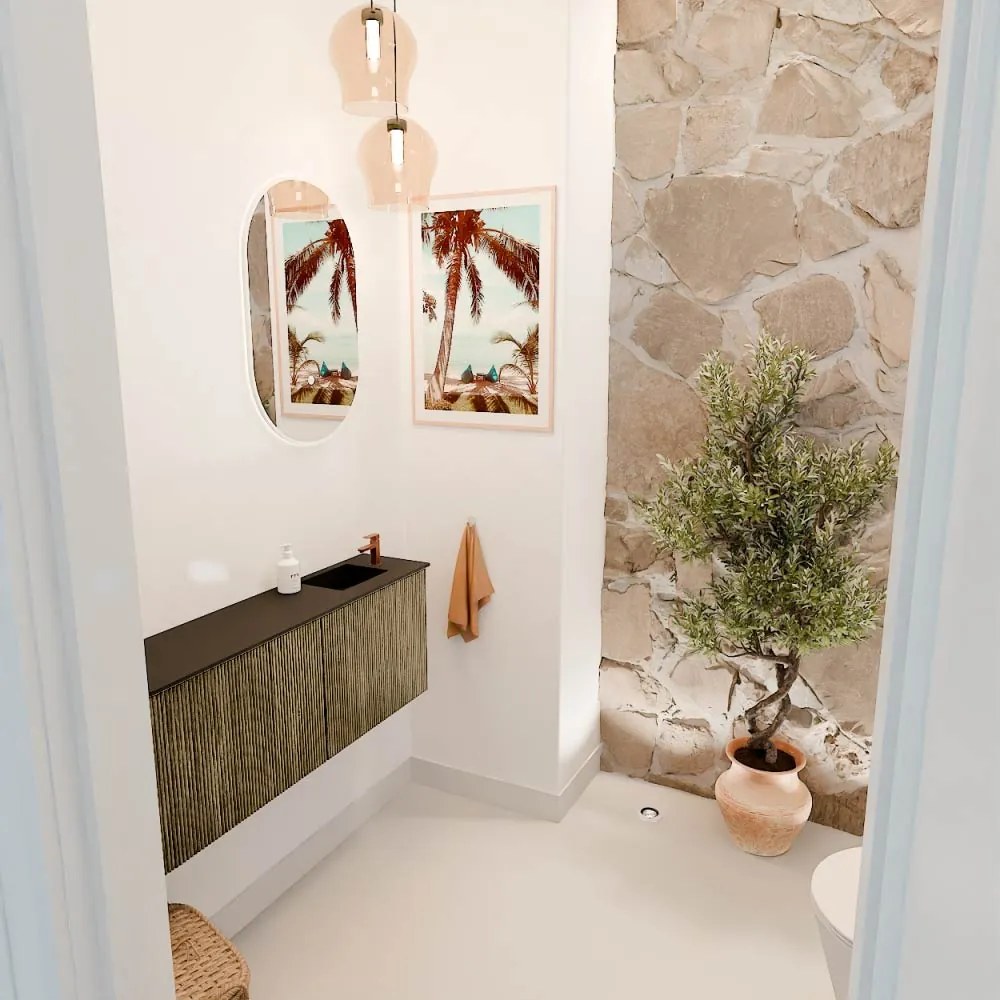 Mondiaz Joya 110cm toiletmeubel ronding links dusk met wastafel faye rechts 1 kraangat urban