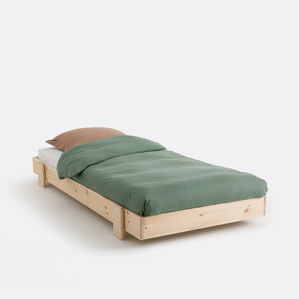 Bed met boxspring, stapelbaar, massief grenen, PYLA