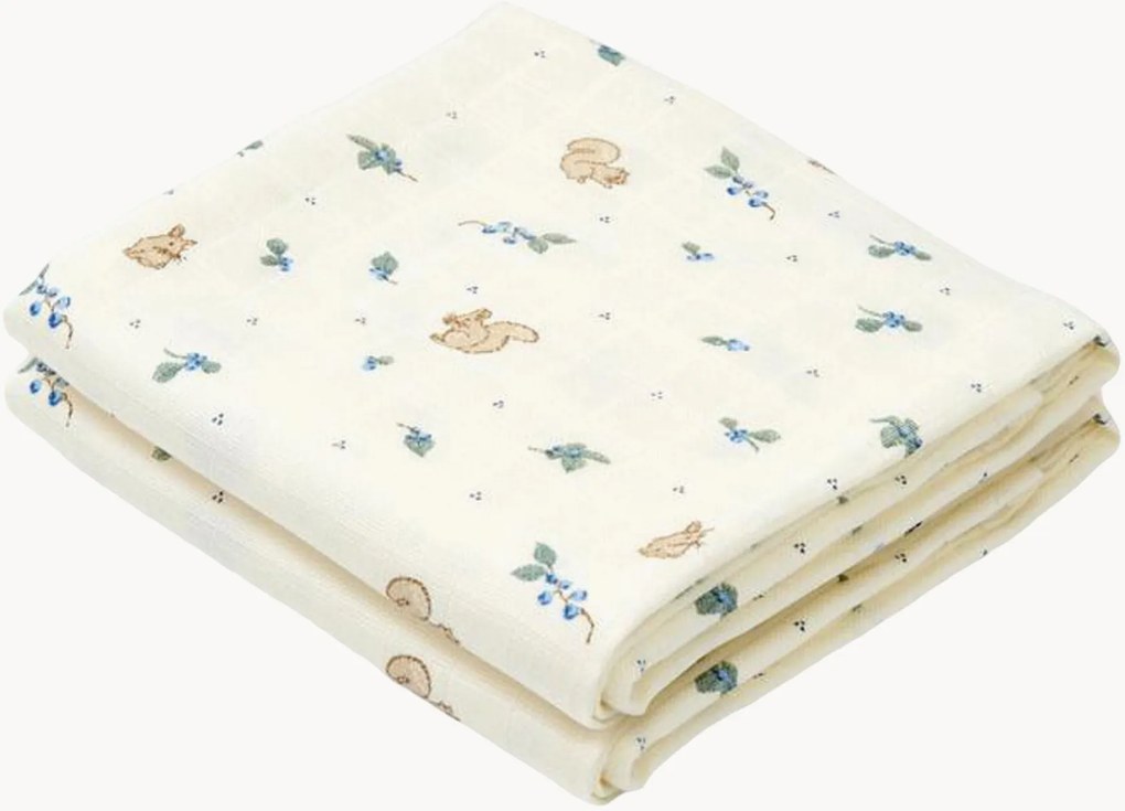 Mousseline doekjes Blueberries van biokatoen, 2-delig