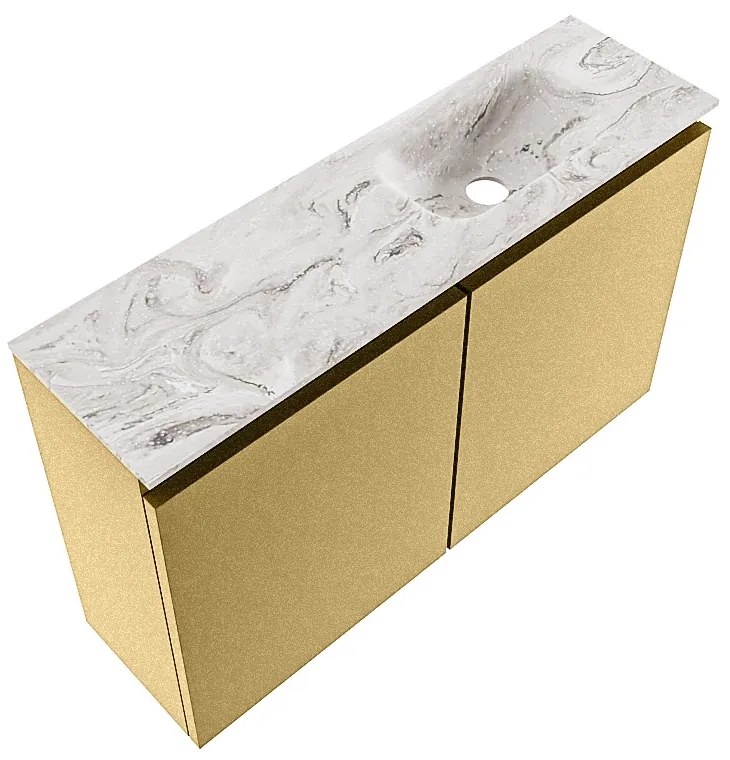 Mondiaz Ture DLux toiletmeubel 80cm oro met wastafel glace rechts met kraangat