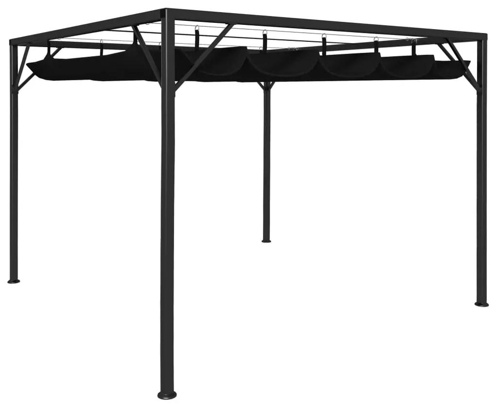 vidaXL Tuinprieel met uittrekbaar dak 3x3 m antraciet