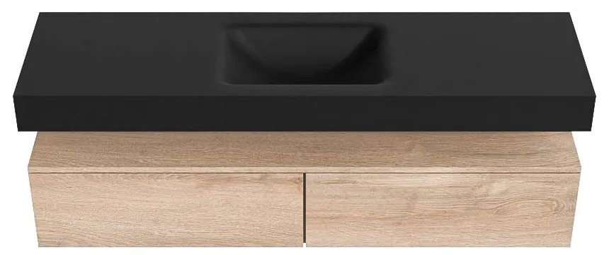 Zaro Alan badmeubel 160cm washed oak 2 lades met vrijhangende wastafel cloud midden zonder kraangat urban