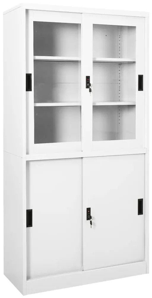 vidaXL Kantoorkast met schuifdeuren 90x40x180 cm staal wit