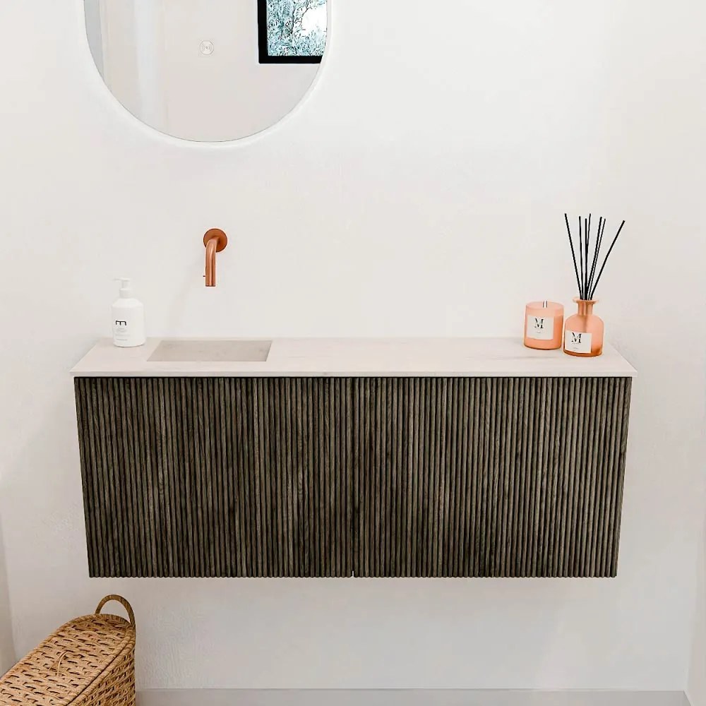 Mondiaz Joya DLux 100cm toiletmeubel shadow met wastafel faye links zonder kraangat meli