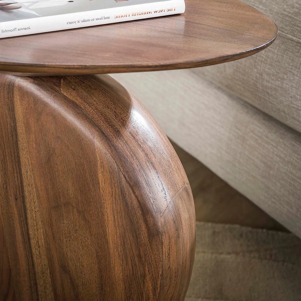 Design Bijzettafel Bruin Hout - 45 X 36cm.