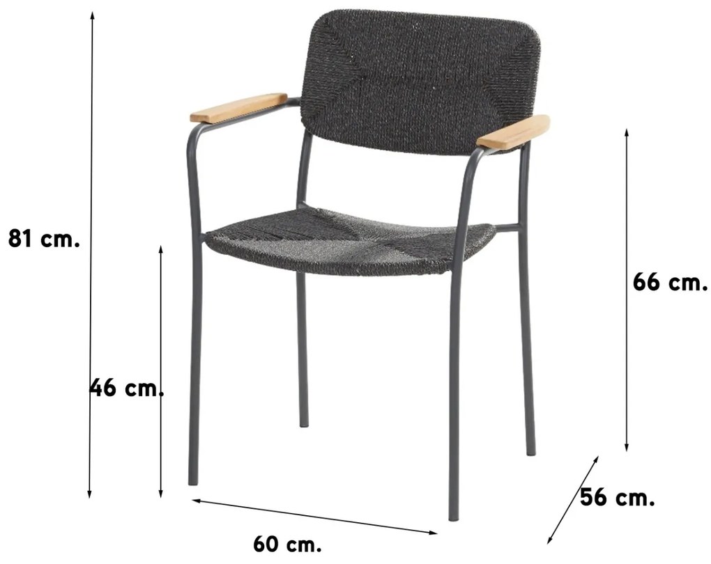 4-Seasons Bora stapelstoel - Antraciet/Teak (1 stuk) - OP = OP