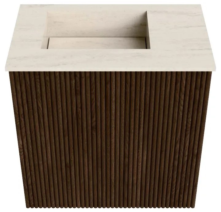 Mondiaz Joya DLux 40cm toiletmeubel walnut met wastafel faye links 1 kraangat meli