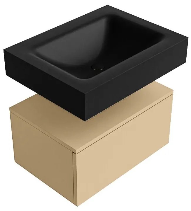 Zaro Alan badmeubel 60cm sand 1 lade met vrijhangende wastafel cloud midden zonder kraangat urban