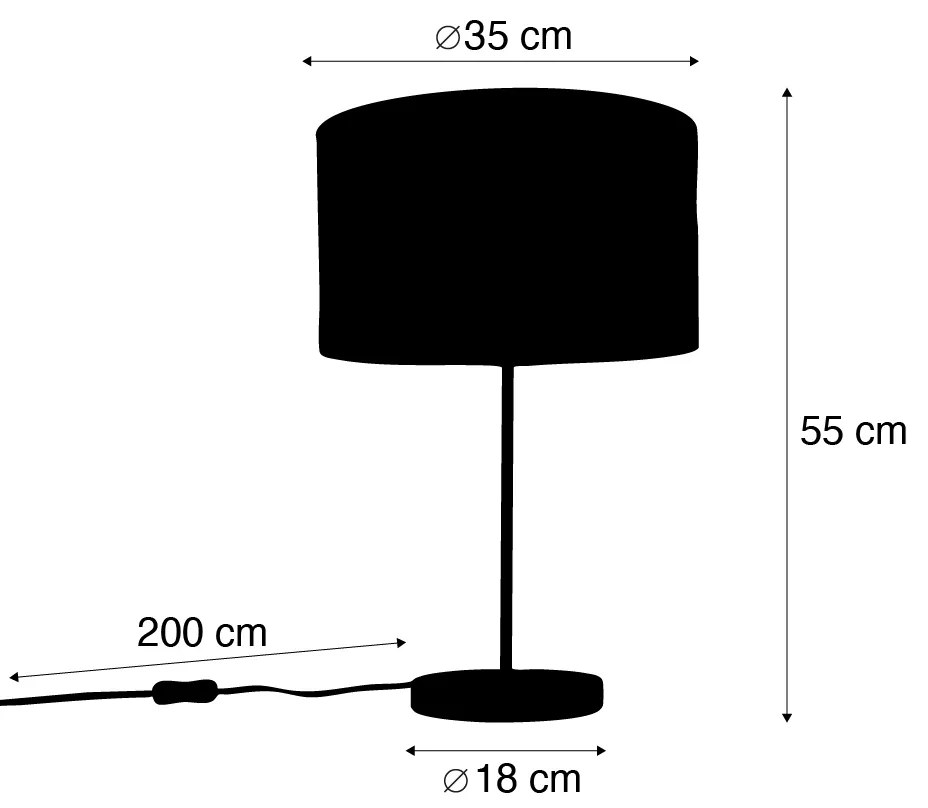 Tafellamp messing met velours lampenkap blad dessin met gouden binnenkant - Kaso