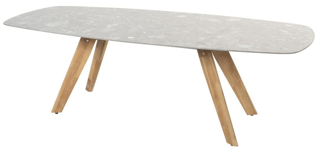 4 Seasons Outdoor Jura tuinset olijfgroen met Montana tafel met keramisch terrazzo blad 240 x 103 cm  Tuinset    taupe weerbestendig
