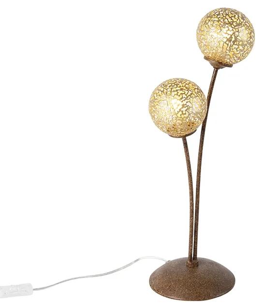 Landelijke tafellamp 2-lichts in roestbruin - Kreta Klassiek / Antiek, Landelijk / Rustiek G9 Binnenverlichting Lamp