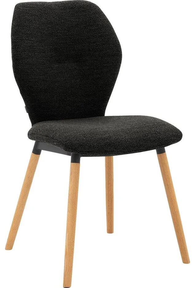 Goossens Eetkamerstoel Hera grijs stof leuning, modern design
