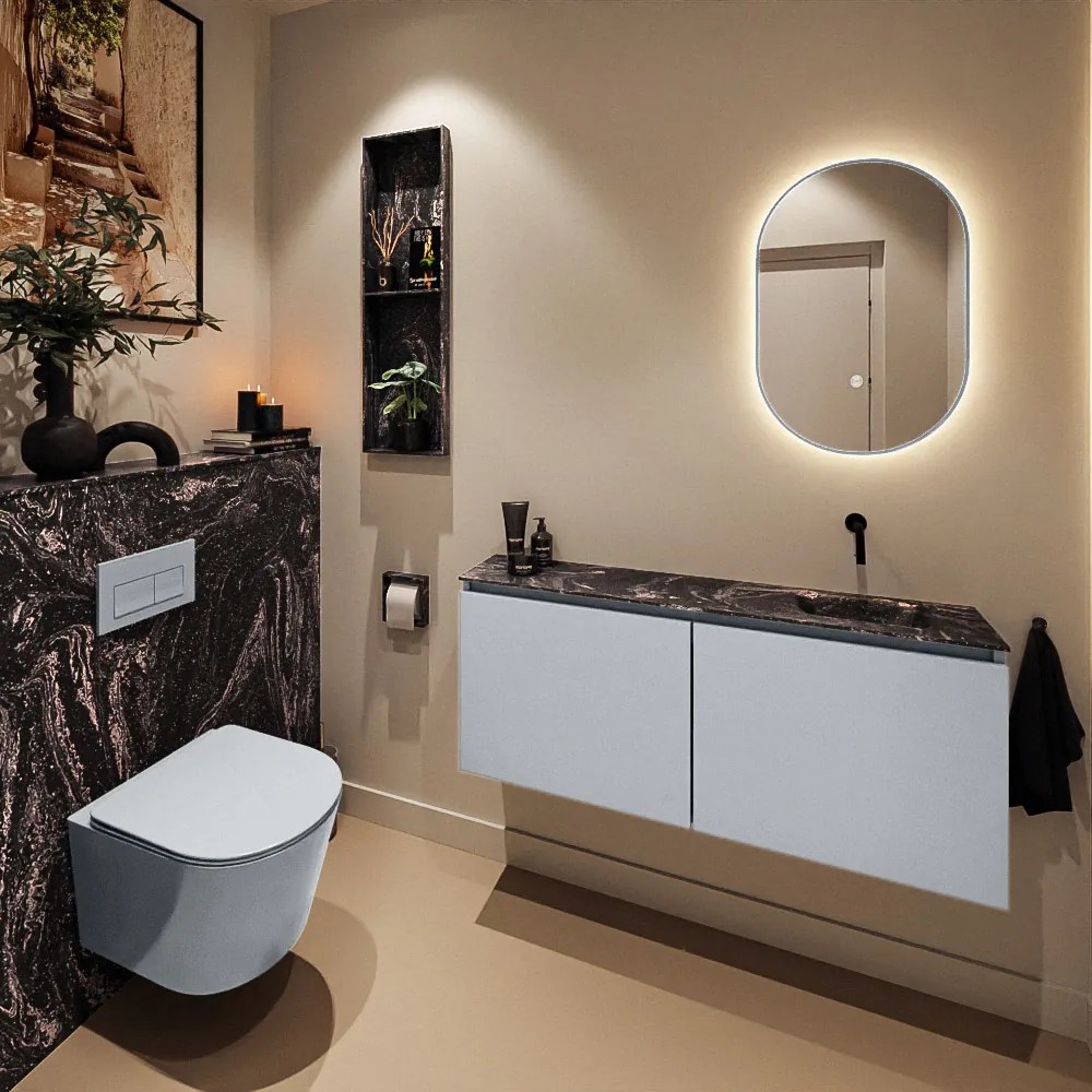 Mondiaz Ture DLux toiletmeubel 120cm clay met wastafel lava rechts zonder kraangat