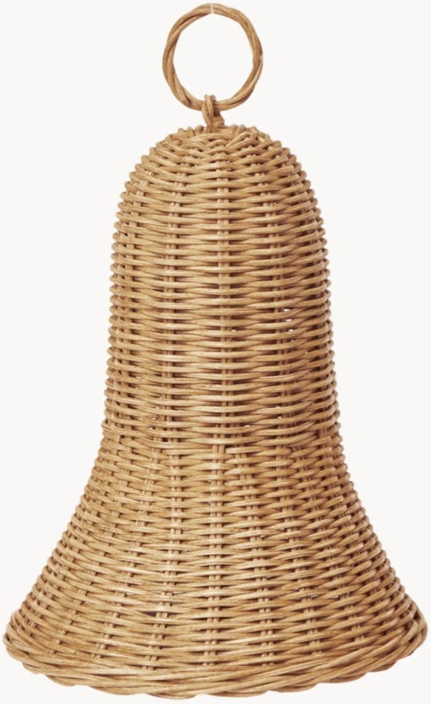 Handgemaakte kerstboomhangers Braided Bells van rotan, 2-delig
