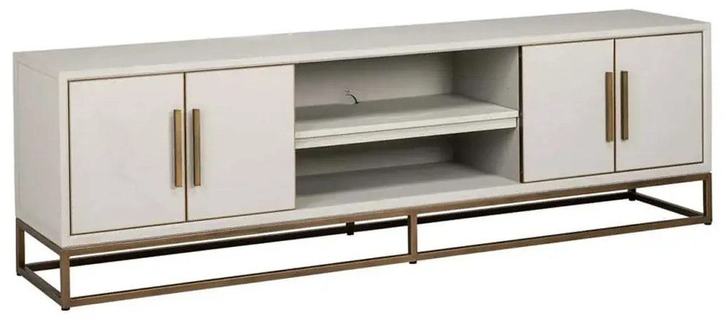 Richmond Interiors Whitebone Tv-meubel Wit Hout Met Messing - 200x44.5x61cm.