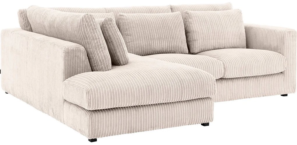Goossens Bank Ravenia beige, stof, 2,5-zits, stijlvol landelijk met ligelement links