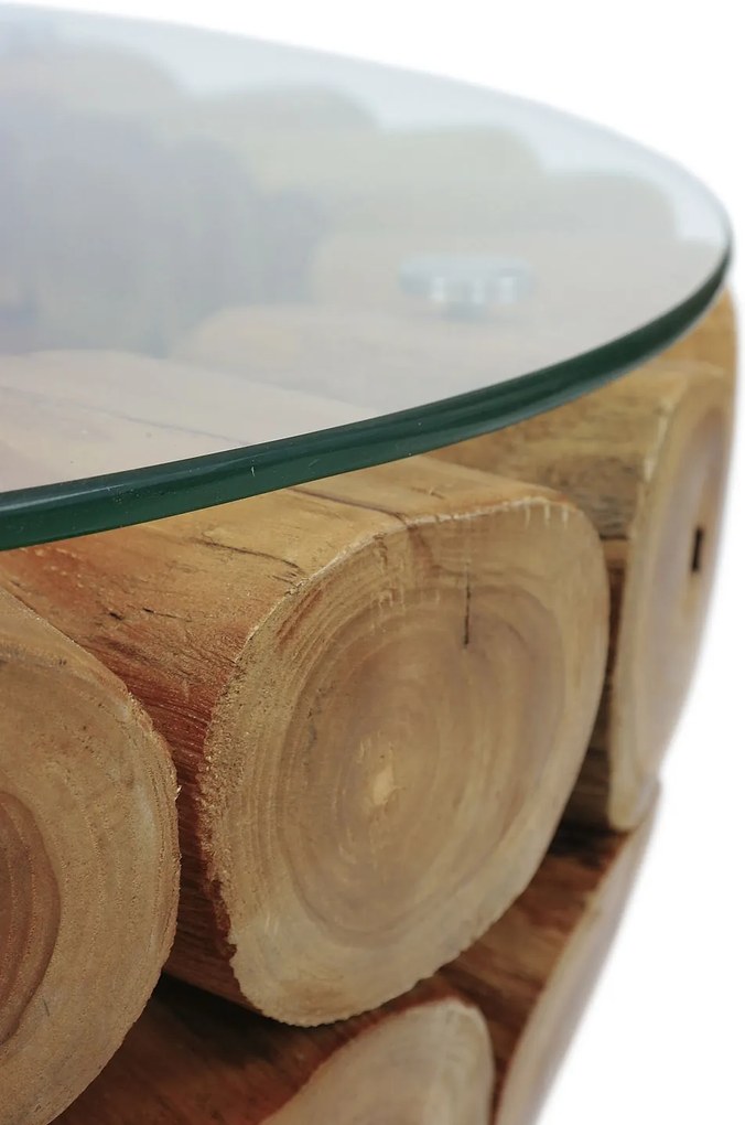 BRANCH 70 | Teak Bowl Salontafel met glas | Rond | 70x45