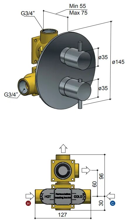 Hotbath Laddy Inbouw Thermostaat Chroom L009R