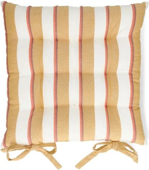 Stoelkussen, bio-katoen, okerkleurige streep, 40 x 40 cm