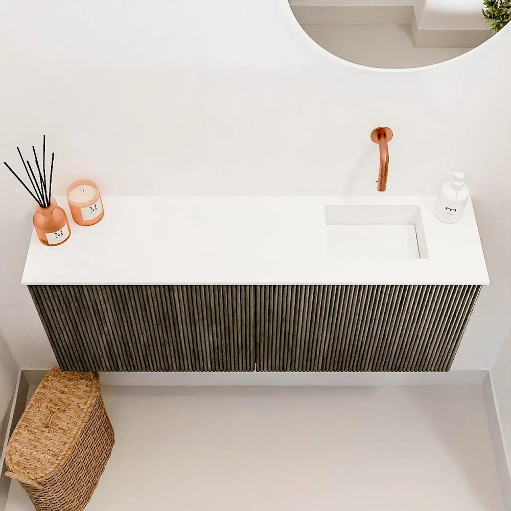 Mondiaz Joya 100cm toiletmeubel shadow met wastafel faye rechts zonder kraangat talc