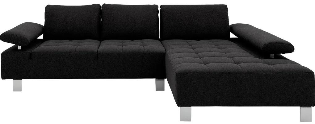 Goossens Bank Alvin zwart, stof, 2,5-zits, modern design met chaise longue rechts
