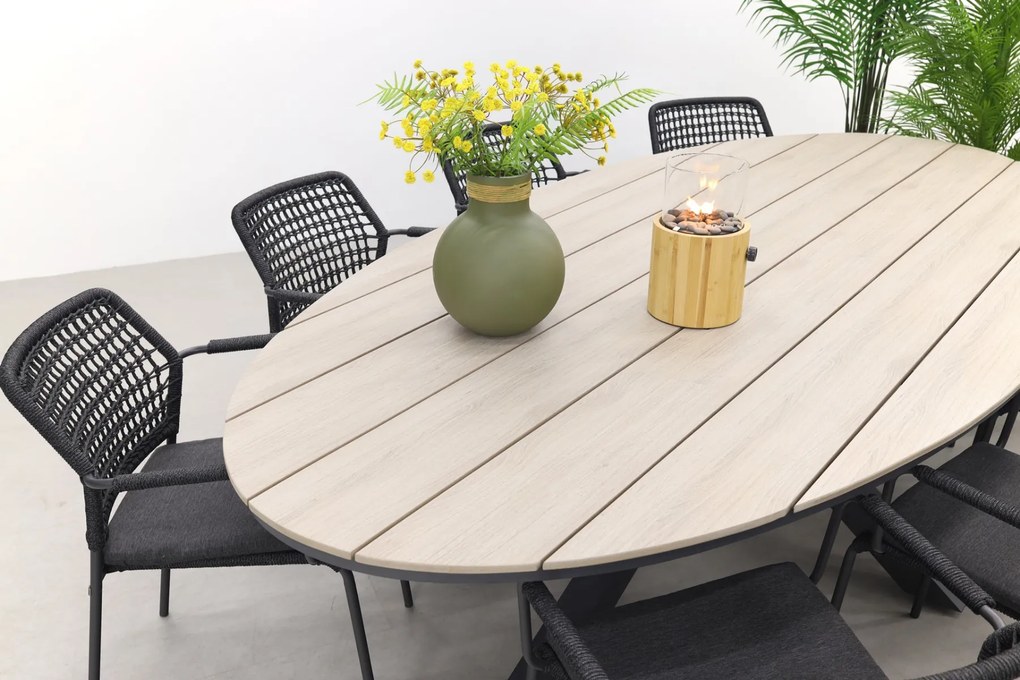 Taste Barista - Antraciet / GI Edison 280x140 cm. tafel - ovale tuinset