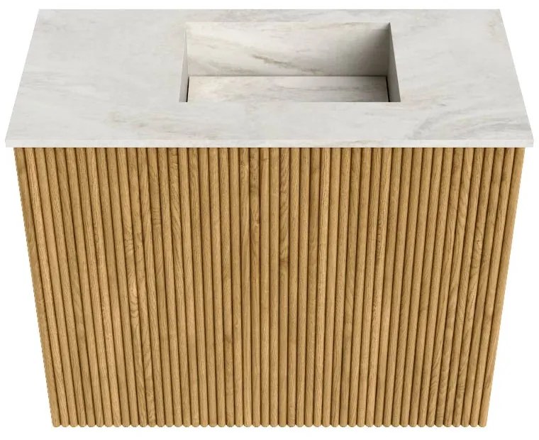 Mondiaz Joya DLux 50cm toiletmeubel oak met wastafel faye rechts zonder kraangat ostra