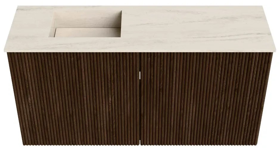 Mondiaz Joya DLux 80cm toiletmeubel walnut met wastafel faye links 1 kraangat meli
