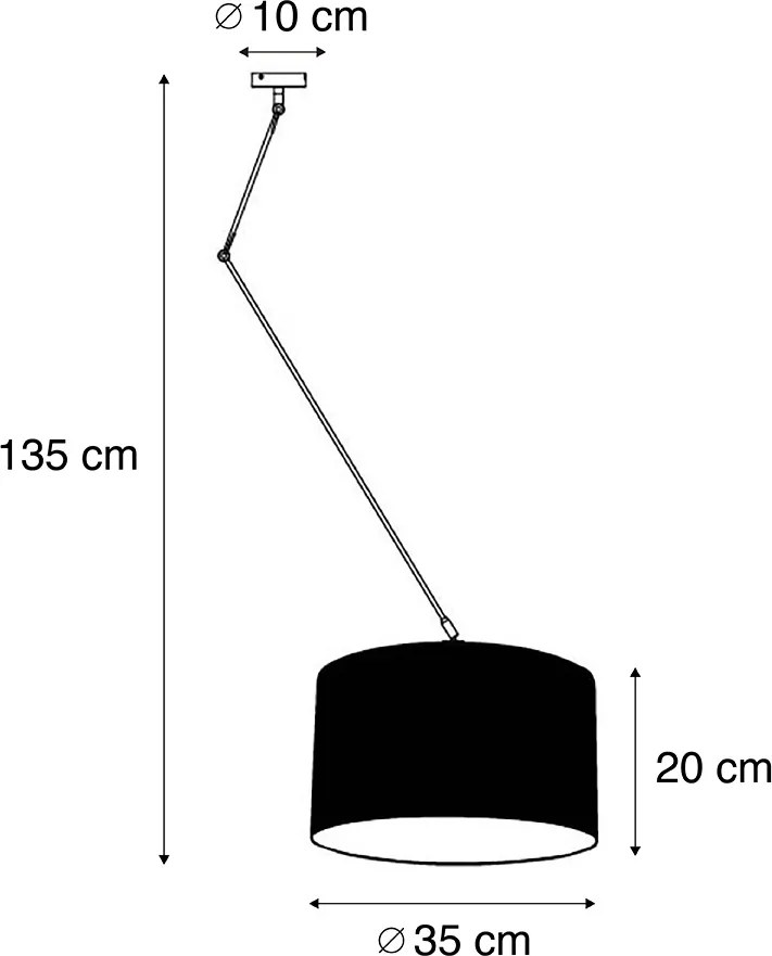 Hanglamp staal met kap 35 cm groen verstelbaar - Blitz