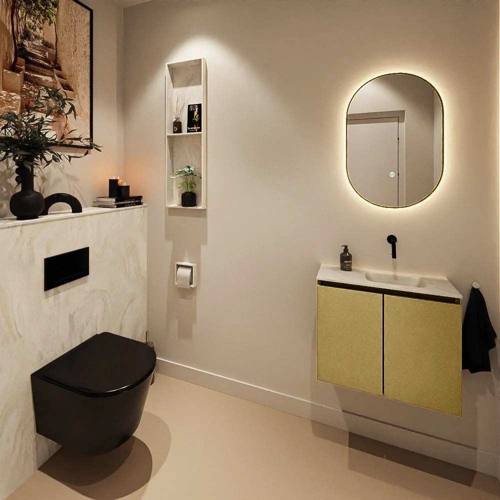 Mondiaz Ture DLux toiletmeubel 60cm oro met wastafel ostra rechts zonder kraangat