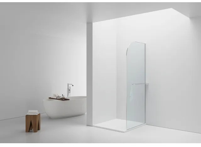 Aloni Douchewand - 100x200cm - afgeronde hoeken - veiligheidsglas - 6mm - handdoekhouder - chroom DW-100C