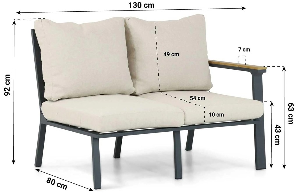 Hoek loungeset 5 personen Aluminium/Polywood (grey teakfinish) Grijs Lifestyle Garden Furniture Santiago