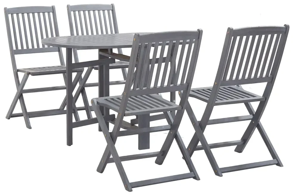 vidaXL 5-delige Tuinset massief acaciahout grijs