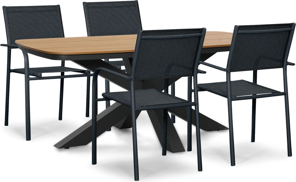 Tuinset 4 personen 180 cm Aluminium Grijs Presto Brentino/Camila