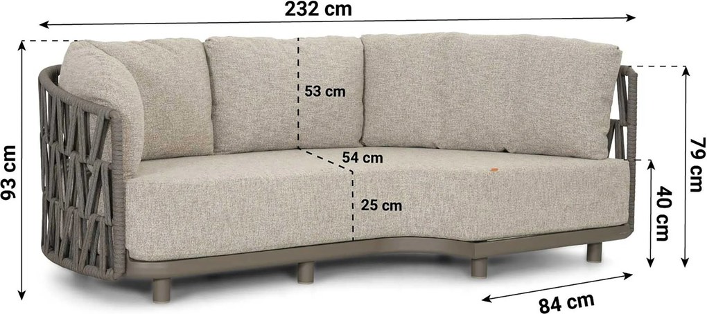 Santika Furniture Santika Cayora Organisch Loungeset - Rope Taupe 4-delig