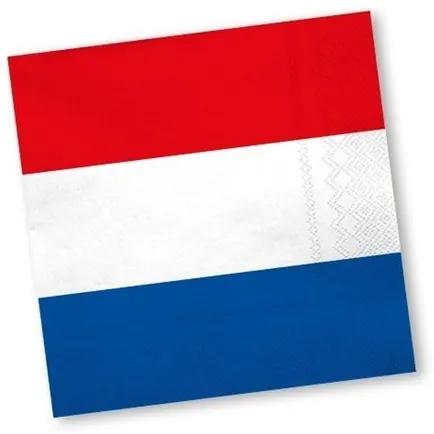 Holland rood wit blauw servetten 60 stuks Holland/ Koningsdag thema versiering