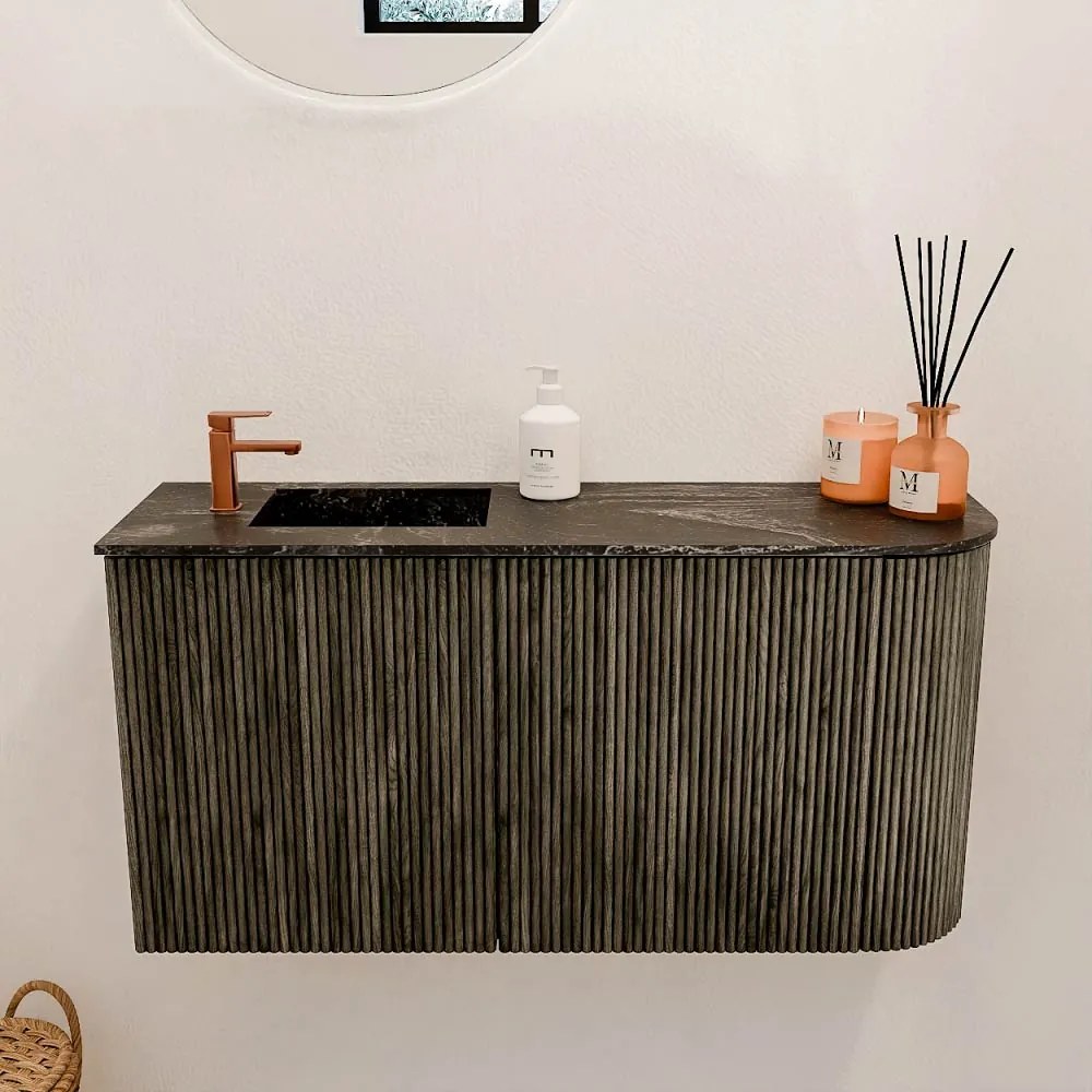 Mondiaz Joya DLux 80cm toiletmeubel ronding rechts shadow met wastafel faye links 1 kraangat lava