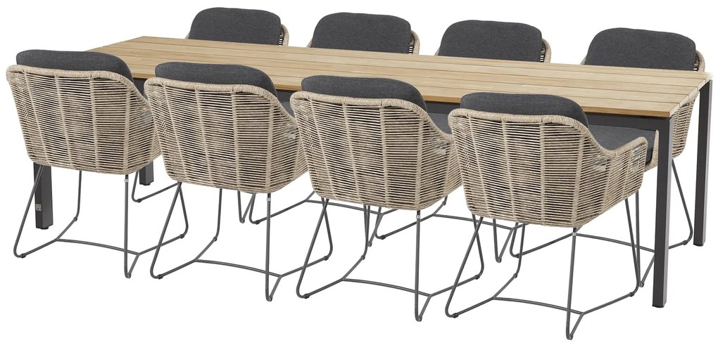 Taste by 4 Seasons Belmond tuinset naturel met Goa tafel teak blad 280 × 95 cm SALE    beige weerbestendig