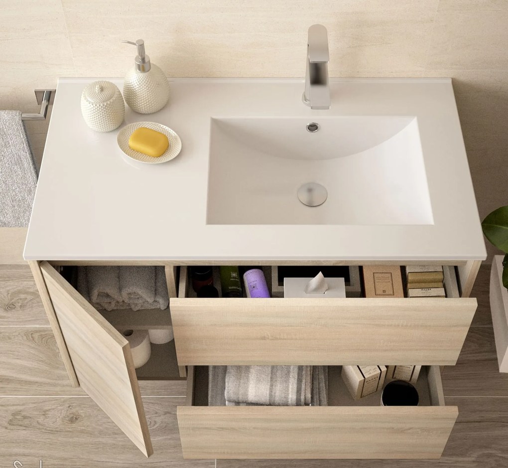 Muebles Note asymmetrisch badmeubel 85cm 1 kraangat rechts caledonia