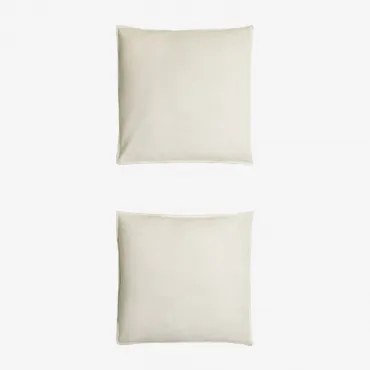 Set Van 2 Kussenslopen Van Sorana-linnen Van 160 G/m² Wit & 60 X 60 Cm - Sklum